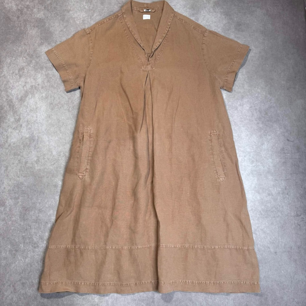 Poetry Linen Shawl-Collar Linen Dress Dress Terracotta Pockets Womens US 14